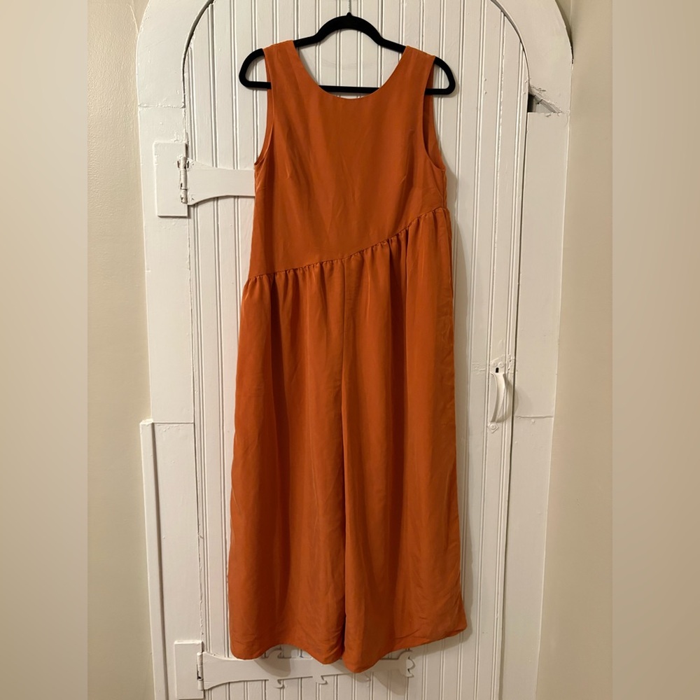 NWT ASOS Boho Minimalist Rust Orange Sleeveless Wide Leg Jumpsuit US 6 - Picture 8 of 8